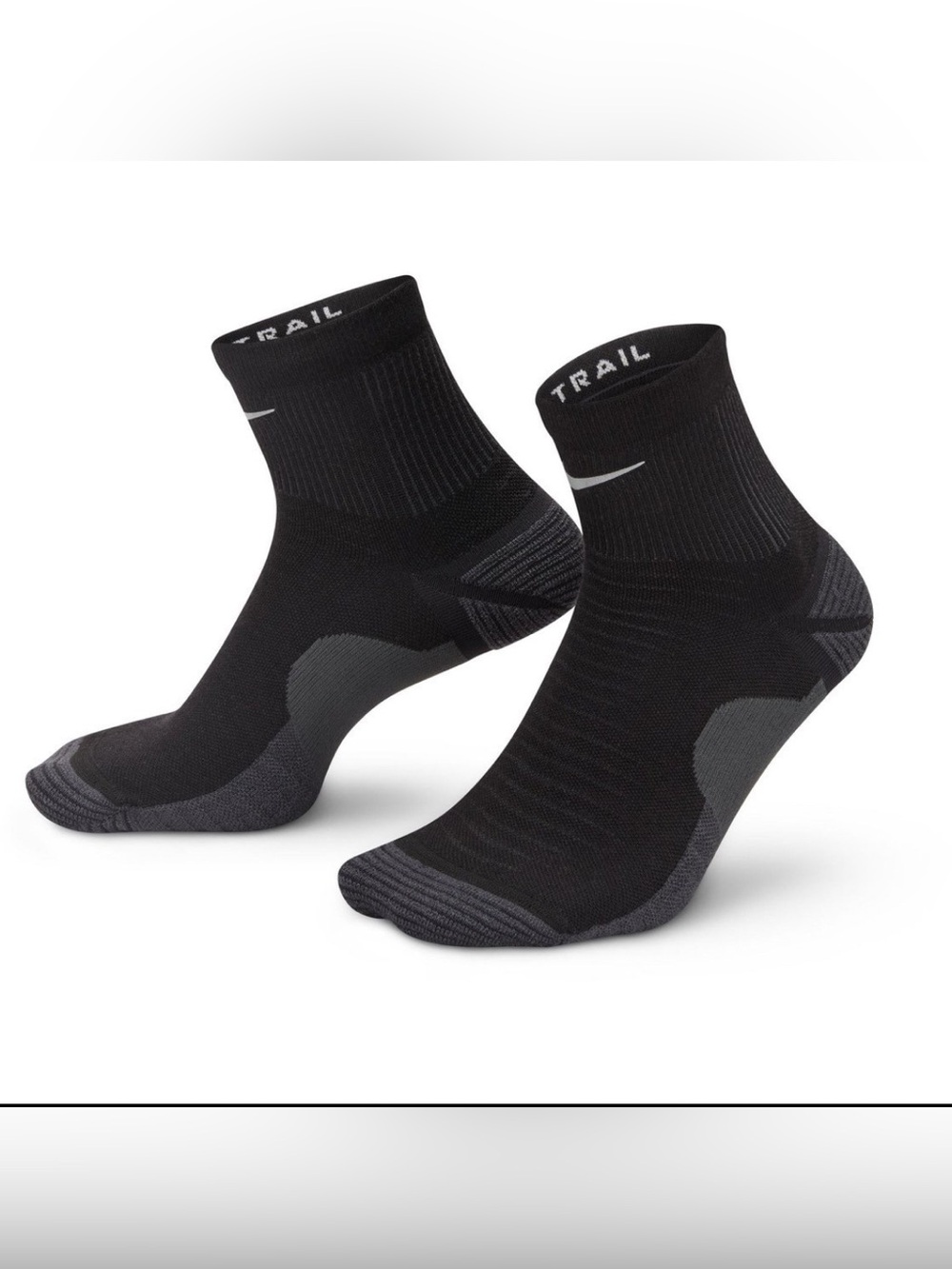 Nike Trail Dri-FIT Ankle Running Socks - Black with White Swoosh - Picture 5 of 11